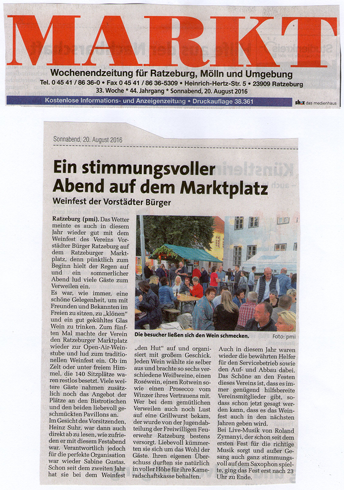 Markt Zeitungsartikel